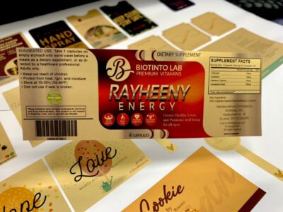 ป้ายฉลากสินค้าสีทอง