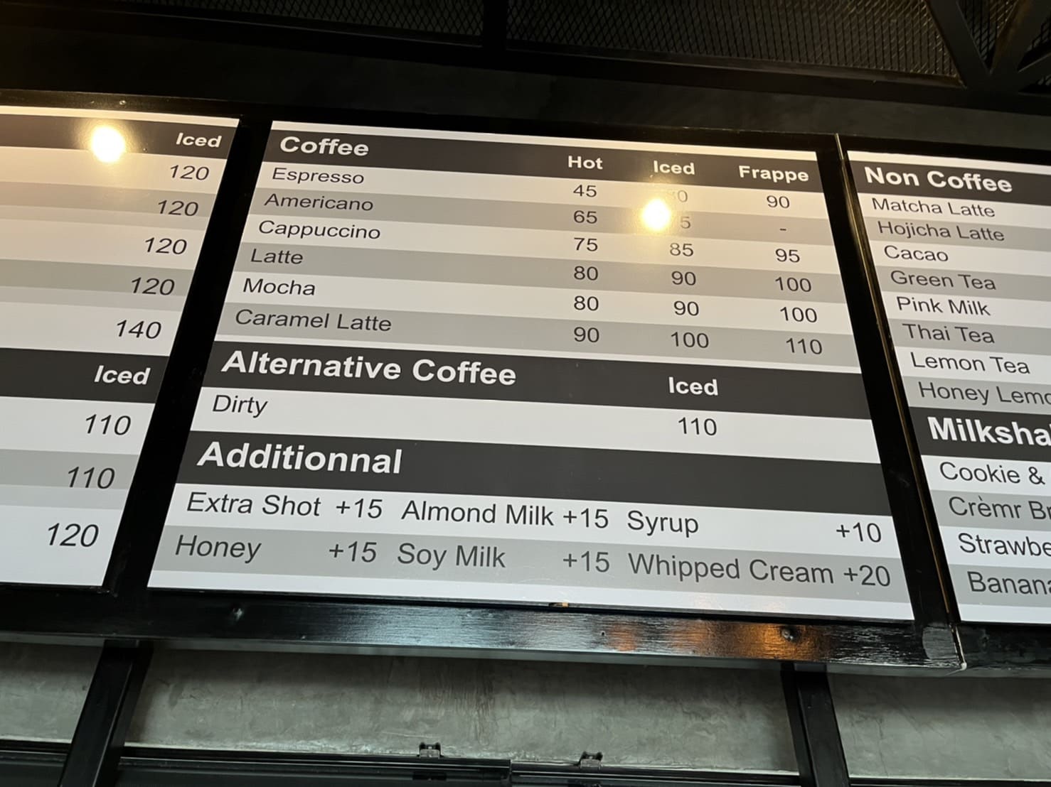 ป้ายเมนูเครื่องดื่ม คาเฟ่