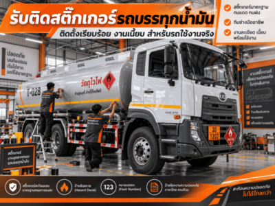 รับติดสติ๊กเกอร์ติดรถบรรทุกน้ำมัน