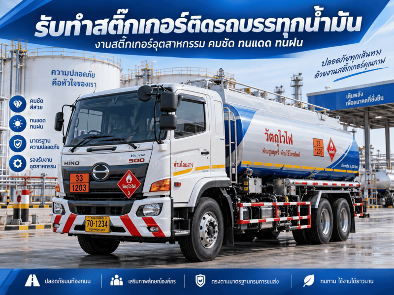 รับทำสติ๊กเกอร์ติดรถบรรทุกน้ำมัน