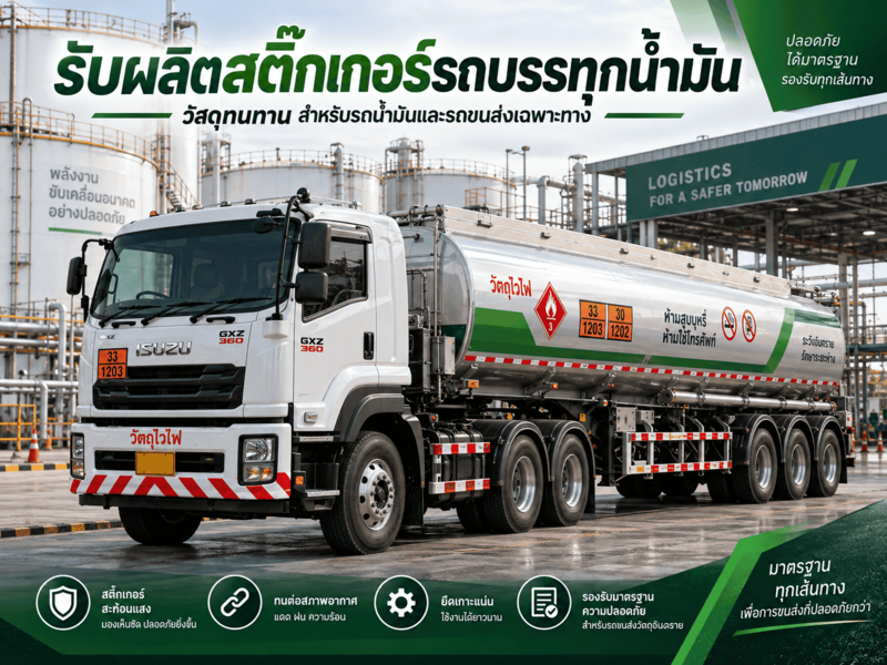 รับผลิตสติ๊กเกอร์รถบรรทุกน้ำมัน