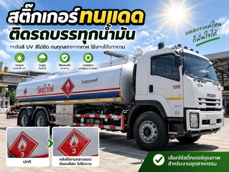 สติ๊กเกอร์ทนแดดติดรถบรรทุกน้ำมัน