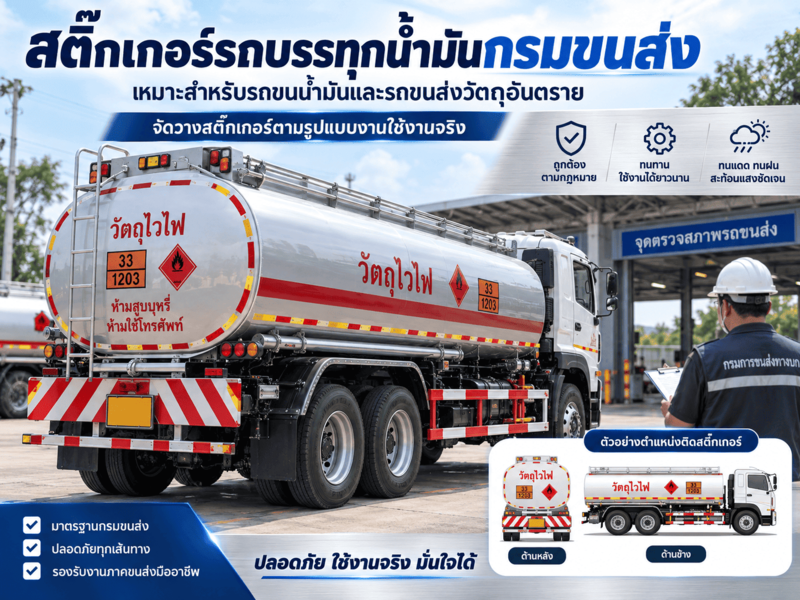 สติ๊กเกอร์รถบรรทุกน้ำมันกรมขนส่ง