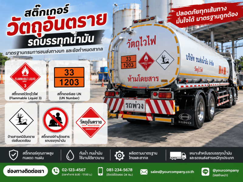 สติ๊กเกอร์วัตถุอันตรายรถบรรทุกน้ำมัน