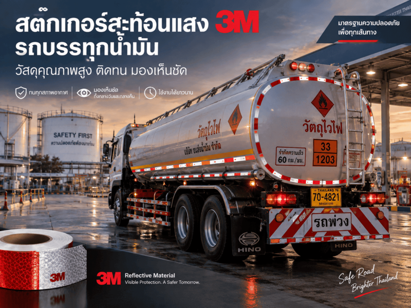 สติ๊กเกอร์สะท้อนแสง 3M รถบรรทุกน้ำมัน
