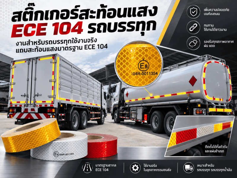สติ๊กเกอร์สะท้อนแสง ECE 104 รถบรรทุก